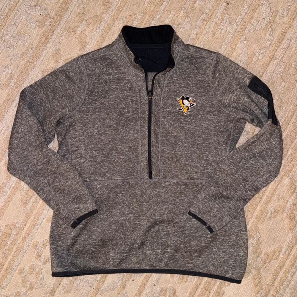 Men’s XL Antigua Pittsburgh Penguins 1/2 Zip Pullover Gray NHL